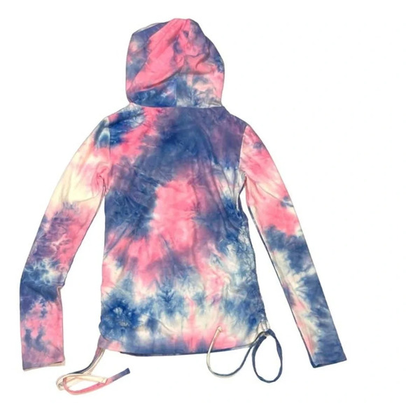 Derek Heart Women's Soft Tie Dye Ruched Sides Pullover Hoodie Small NWT - Picture 2 of 2